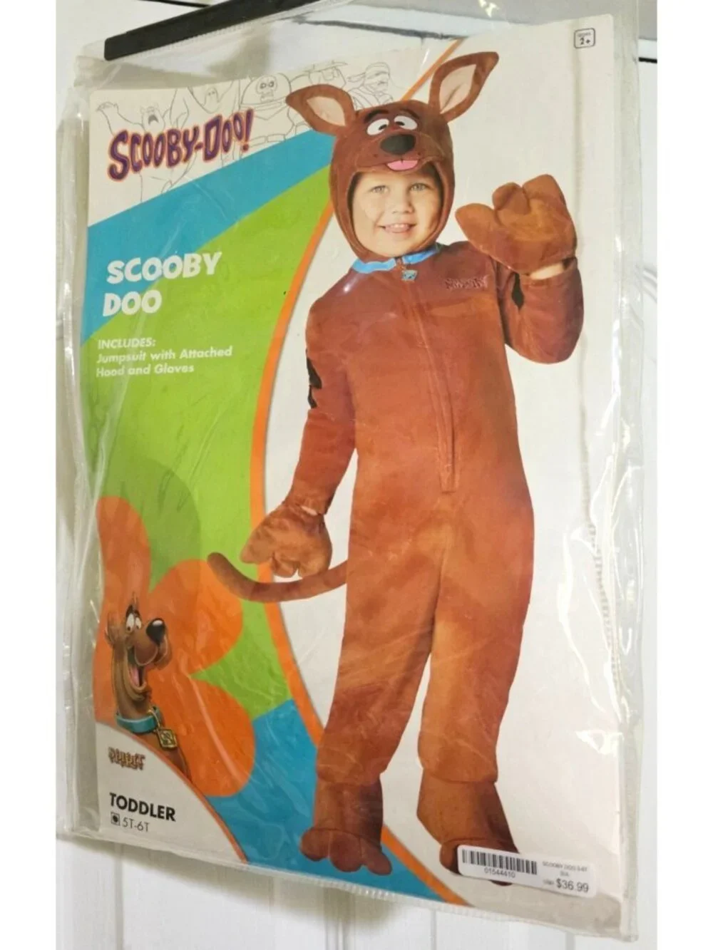 Scooby-Doo Plush Hooded Jumpsuit Costume Collar Tail Paws Toddler 5-6T Spirit